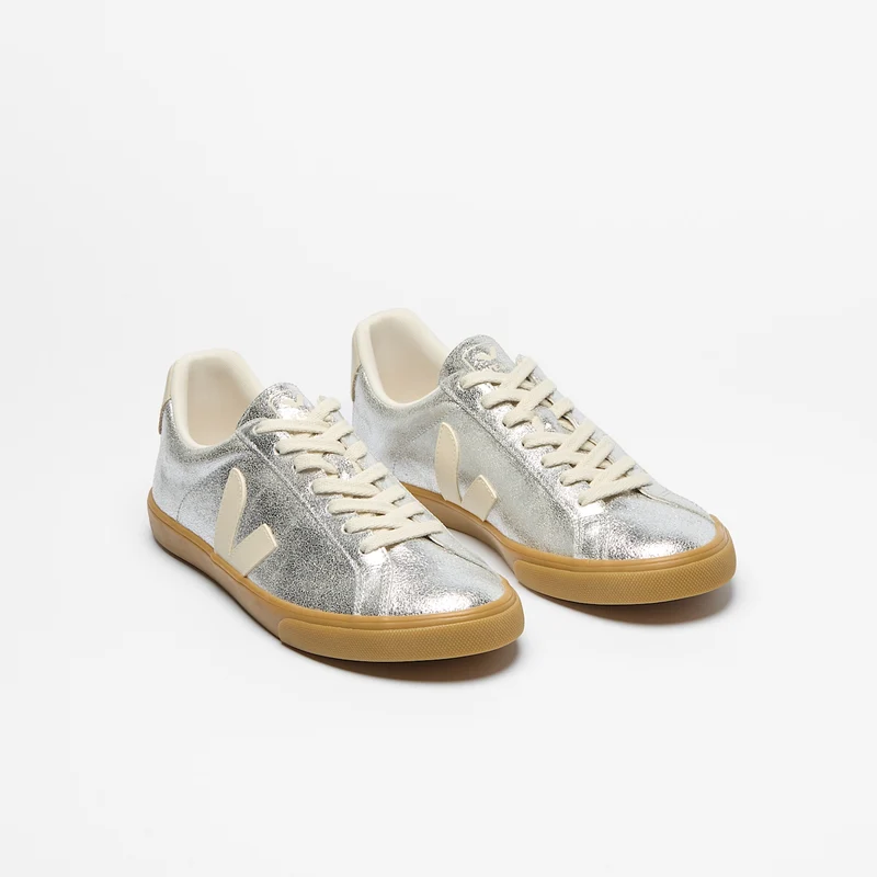 VEJA Esplar Logo Suede Silver Pierre Natural