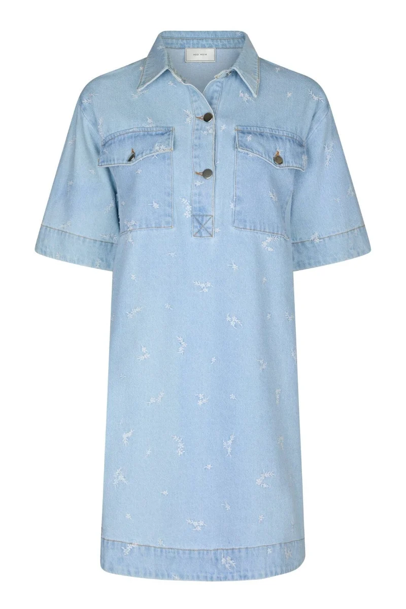 Neo Noir - Saras Denim Emb Dress 166045 - 145 - Light Blue
