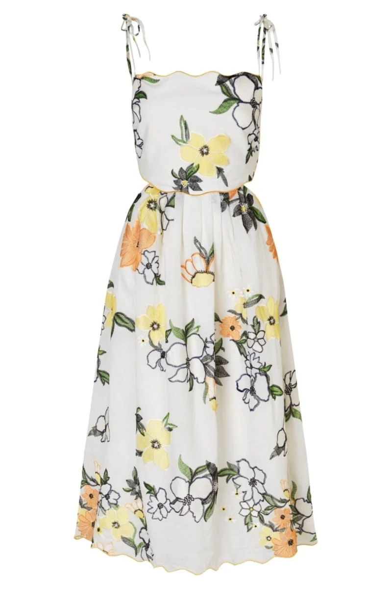 Stine Goya - 2133 Tencel, Scalloped Cut Out Dresssg-pf25-d139-2133 - Wild Flowers Embroidery