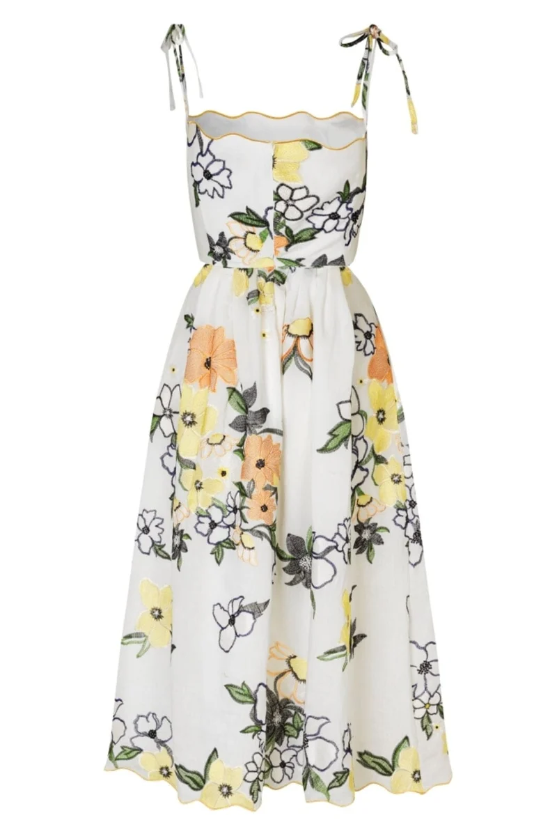 Stine Goya - 2133 Tencel, Scalloped Cut Out Dresssg-pf25-d139-2133 - Wild Flowers Embroidery