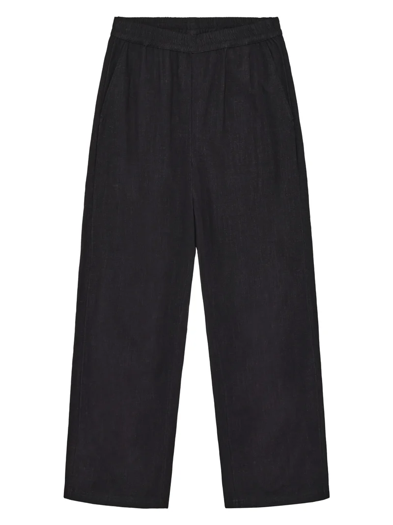 KNOWLEDGE COTTON APPAREL Posey Wide Linen-Mix Pants black jet