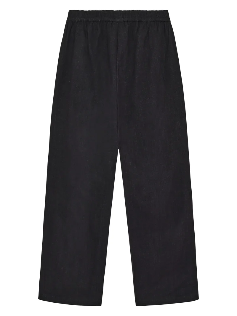 KNOWLEDGE COTTON APPAREL Posey Wide Linen-Mix Pants black jet