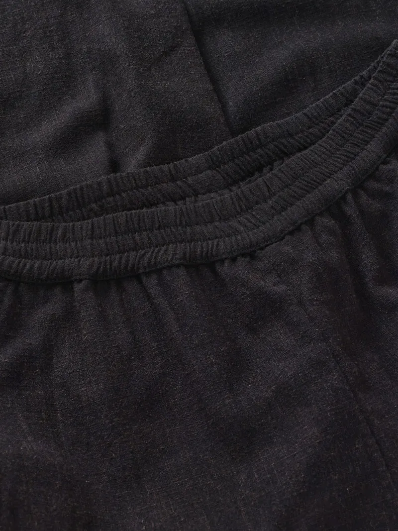 KNOWLEDGE COTTON APPAREL Posey Wide Linen-Mix Pants black jet