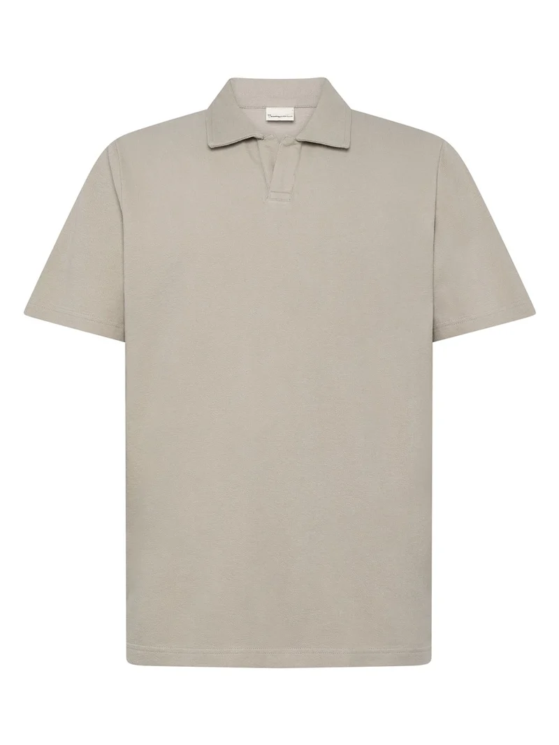 KNOWLEDGE COTTON APPAREL Loose Bouclé Polo light feather gray