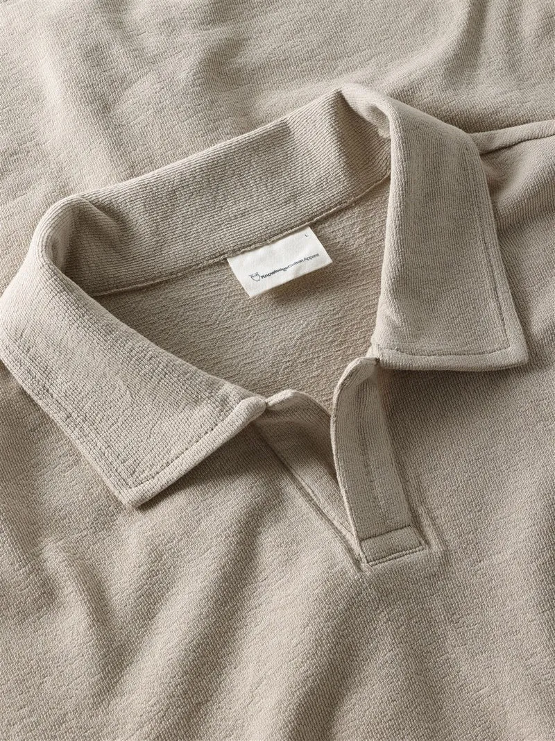 KNOWLEDGE COTTON APPAREL Loose Bouclé Polo light feather gray