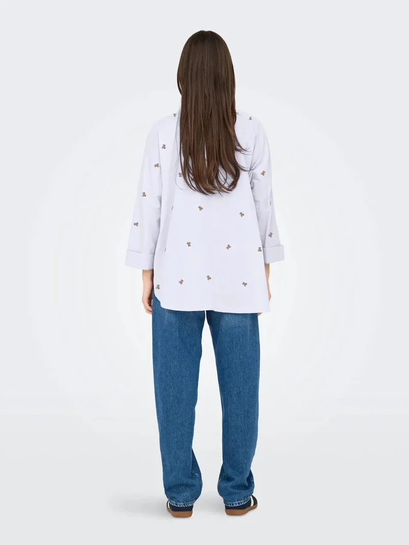 Only - Onlnew Lina Grace Ls Emb Shirt - 4965858 Bright White Light Teddy