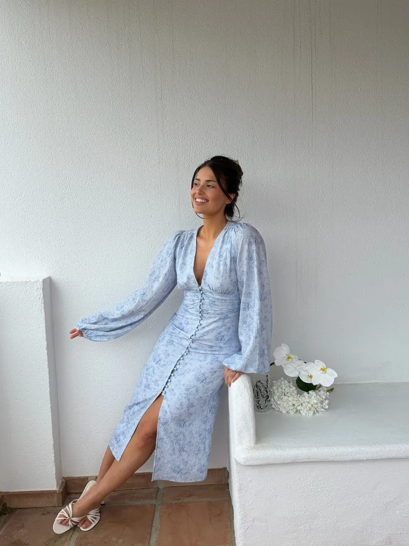 BYIC - Adaic Long Dress A23983 - Soft Blue Blossom