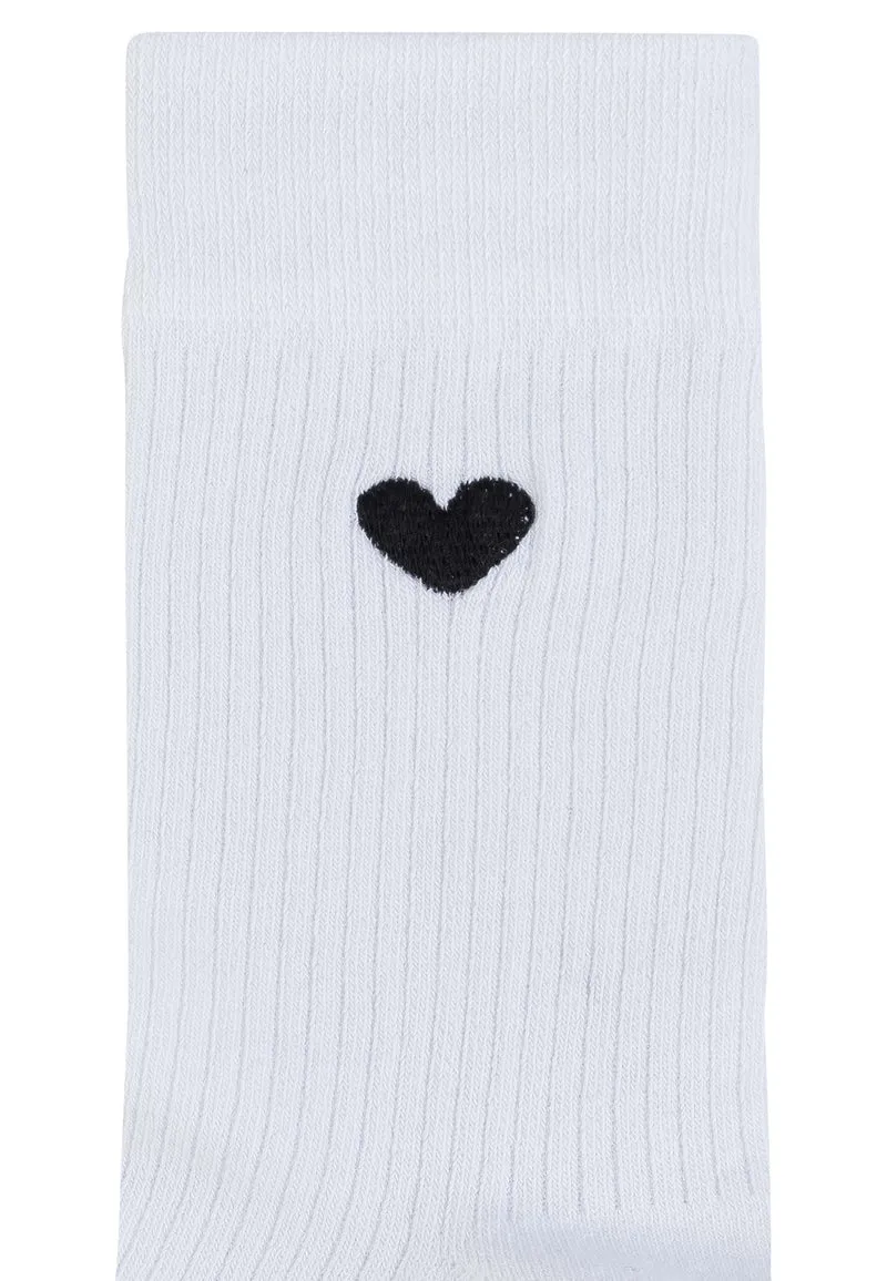 MELAWEAR Gerippte Socken Stickerei 1 Paar weiß / schwarzes herz