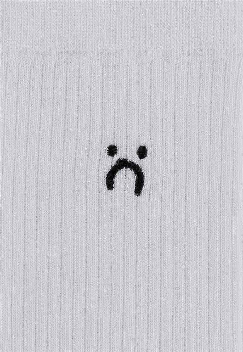 MELAWEAR Gerippte Socken Stickerei 5 Paare weiß / smiley moods