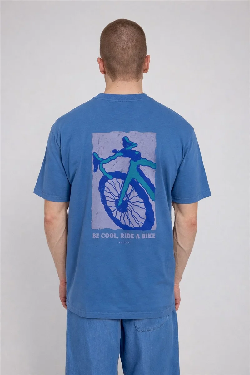 MAZINE Heavy Back Print T-Shirt blue/bike