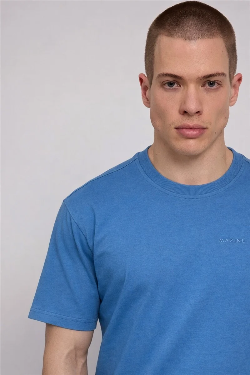 MAZINE Heavy Back Print T-Shirt blue/bike