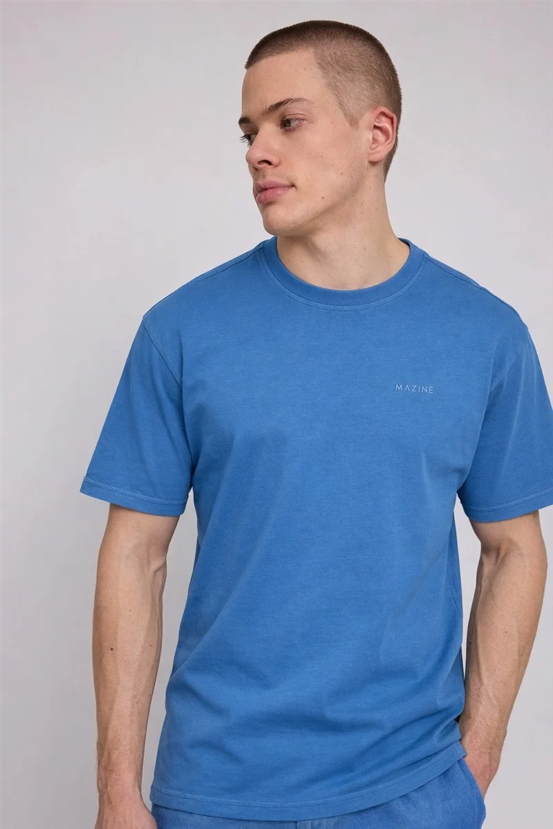 MAZINE Heavy Back Print T-Shirt blue/bike