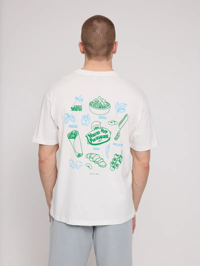 MAZINE Back Print Theme T-Shirt offwhite/halal