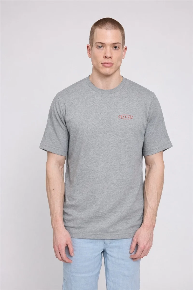 MAZINE Back Print Theme T-Shirt lt grey mel./records