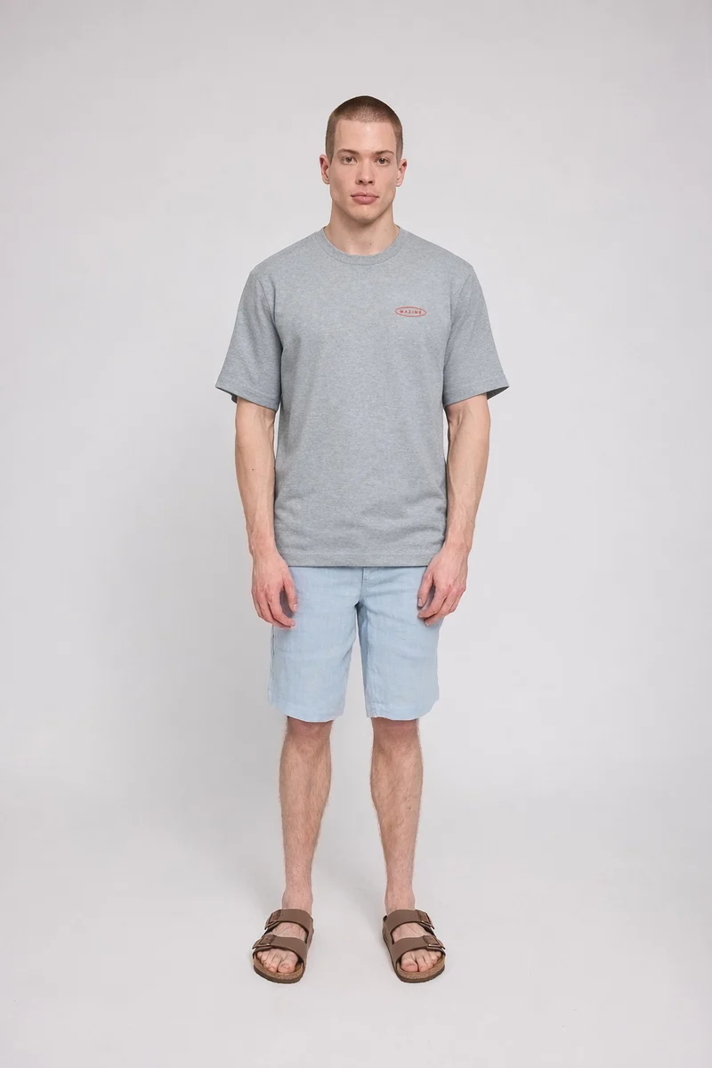 MAZINE Back Print Theme T-Shirt lt grey mel./records