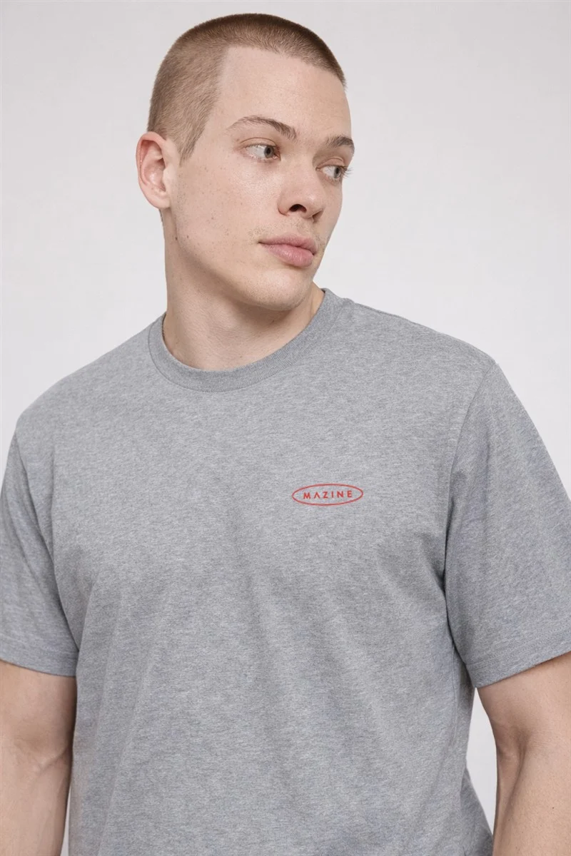 MAZINE Back Print Theme T-Shirt lt grey mel./records