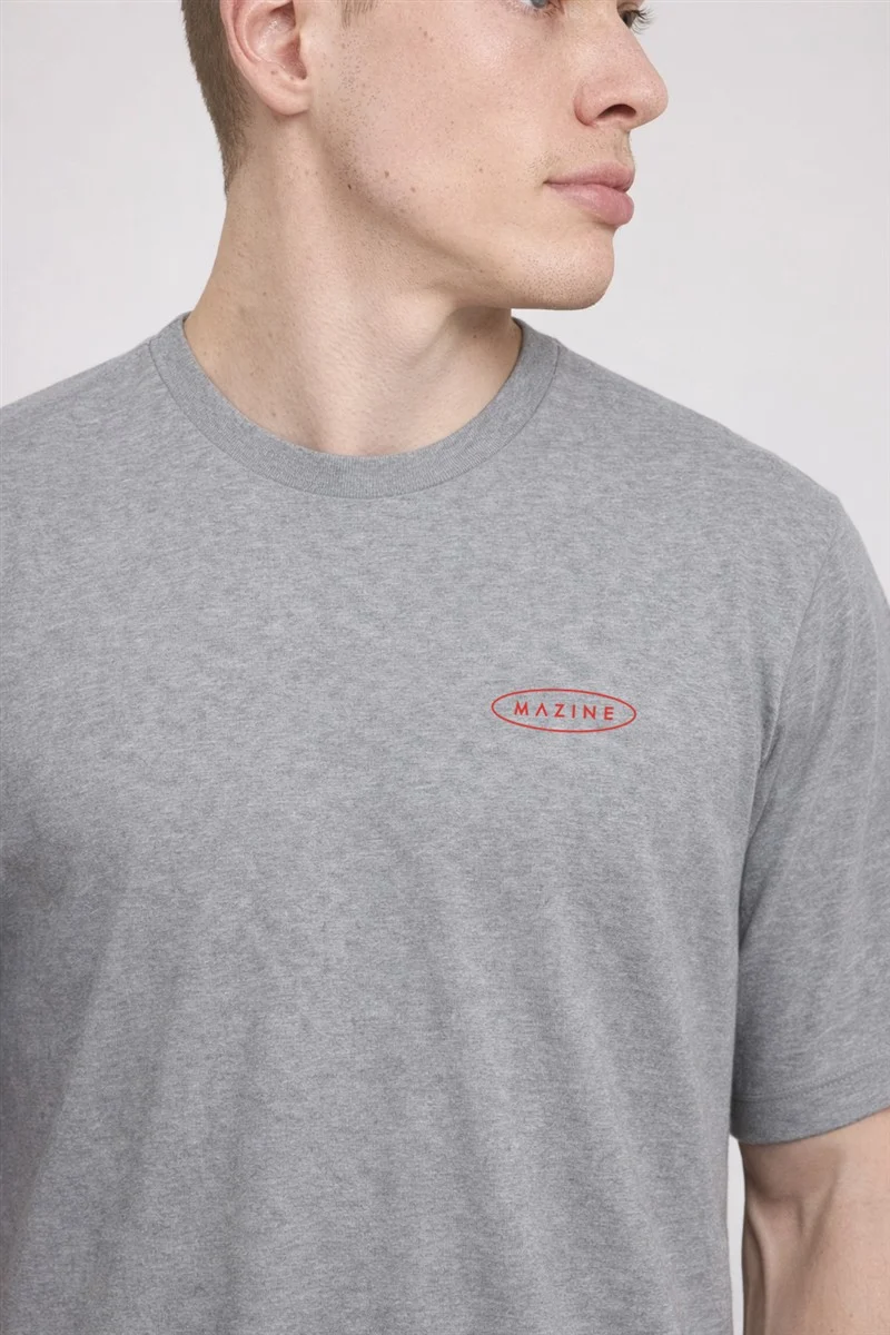 MAZINE Back Print Theme T-Shirt lt grey mel./records