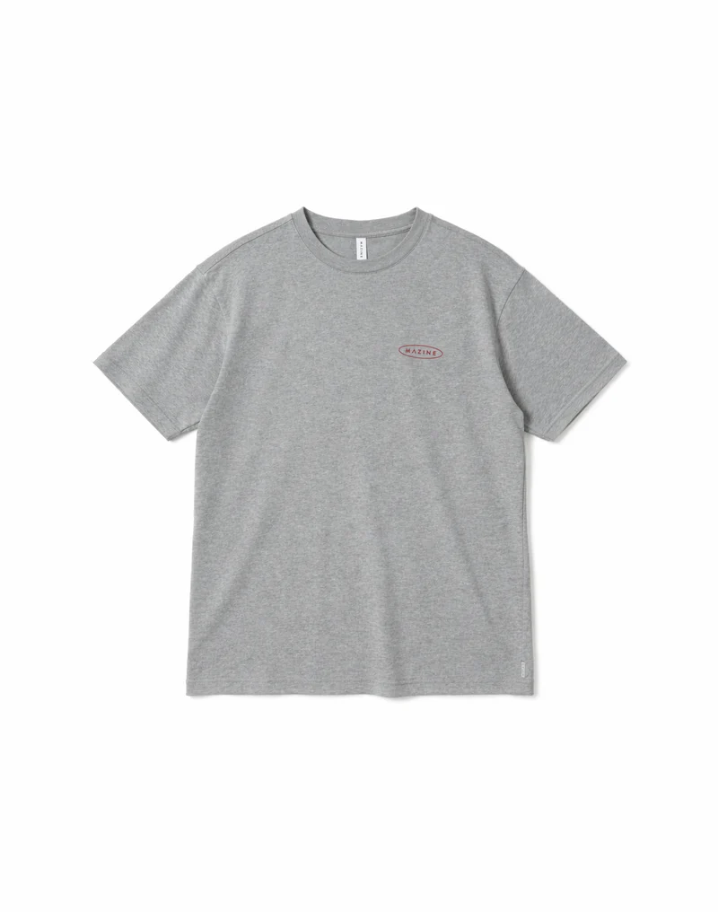 MAZINE Back Print Theme T-Shirt lt grey mel./records
