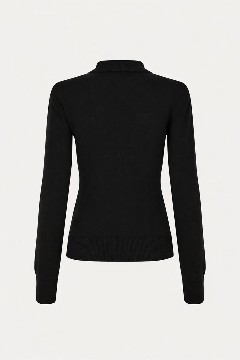 Rotate - Wool Longleeve Polo 116181100 - 100 Black