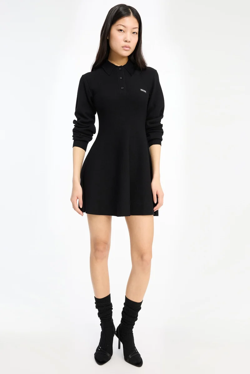 Rotate - Slinky Knit Polo 115137000 - 000 1000 Black Comb.