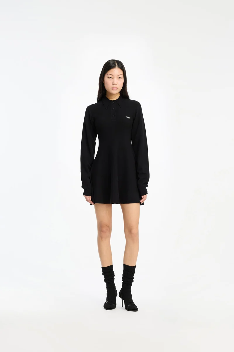 Rotate - Slinky Knit Polo 115137000 - 000 1000 Black Comb.