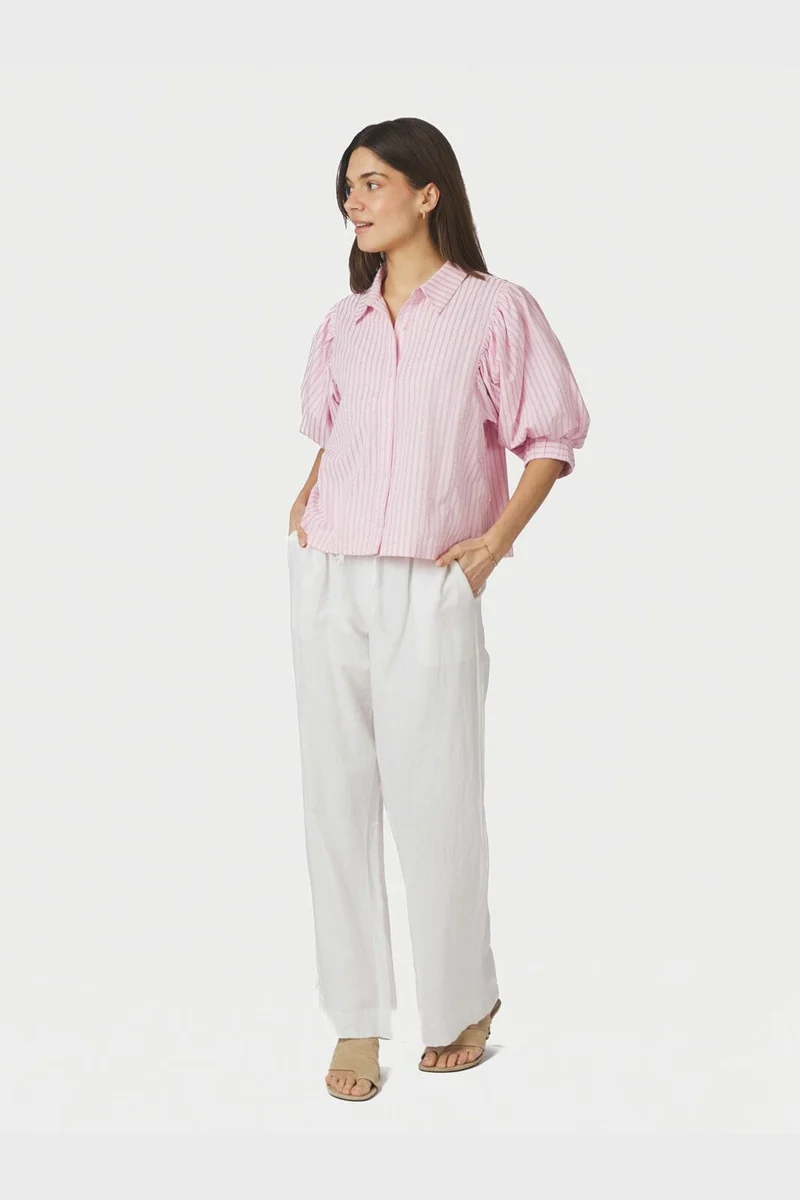 Neo Noir - Etta Soft Stripe Stone Shirt 166416 - 754 - Light Pink