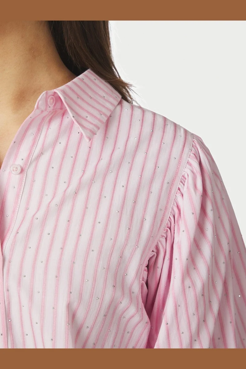 Neo Noir - Etta Soft Stripe Stone Shirt 166416 - 754 - Light Pink