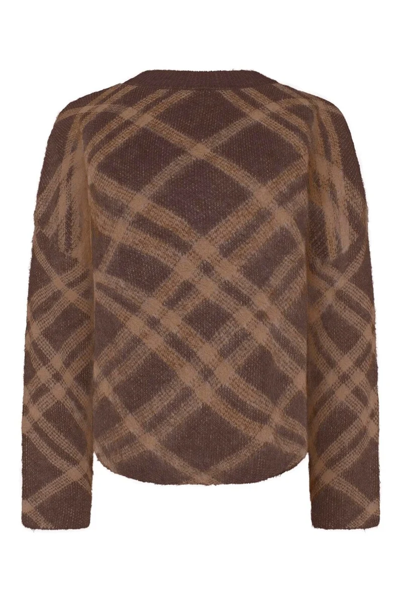 Only - Onlnoeme Ls Pattern O-Neck Knt - 5137234 Chocolate Martini Cocoa Creme/Mel
