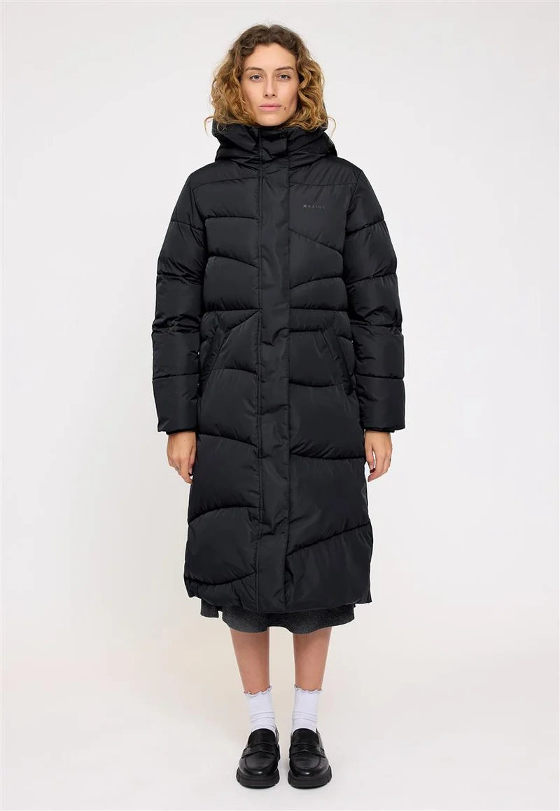 MAZINE Waves Quilt Puffer Coat black
