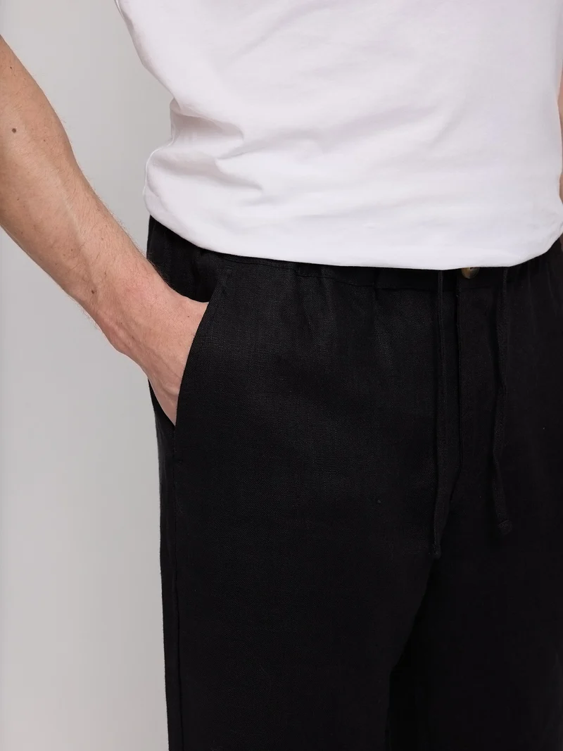 MAZINE Regular Linen Pants black