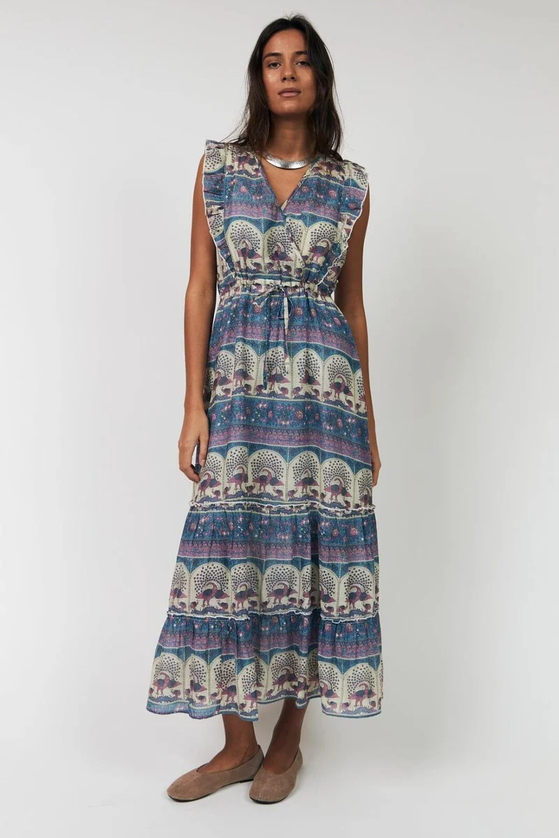 Lollys Laundry - Samoll Midi Dress Sl26177-3046 - 20 20 Blue