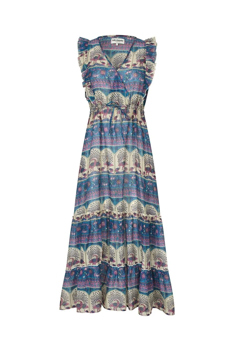 Lollys Laundry - Samoll Midi Dress Sl26177-3046 - 20 20 Blue