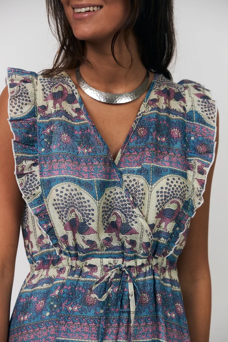 Lollys Laundry - Samoll Midi Dress Sl26177-3046 - 20 20 Blue