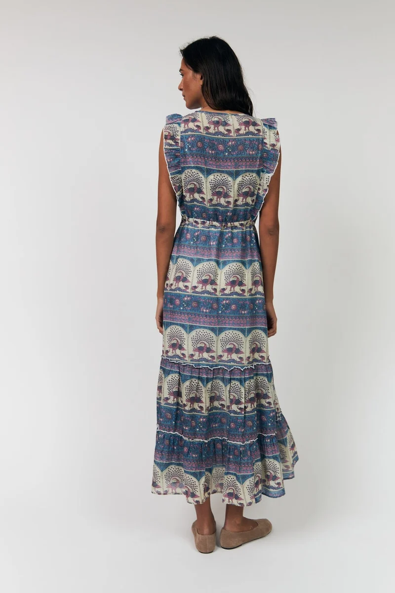 Lollys Laundry - Samoll Midi Dress Sl26177-3046 - 20 20 Blue