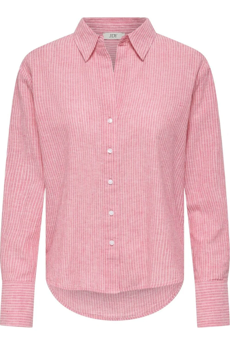 JDY - Jdymila L/S Loose Linen Shirt Dia - 4968390 Calypso Coral Cloud Dancer