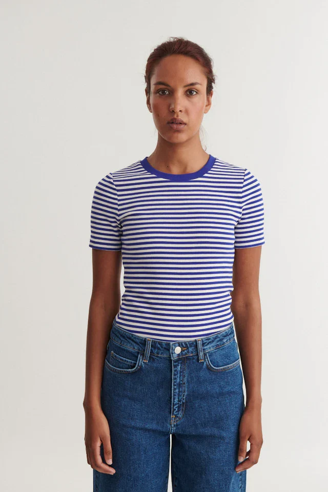 BASIC APPAREL Ludmilla Ss O-Neck sodalite blue / whisper white