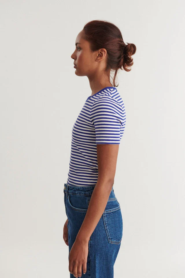 BASIC APPAREL Ludmilla Ss O-Neck sodalite blue / whisper white