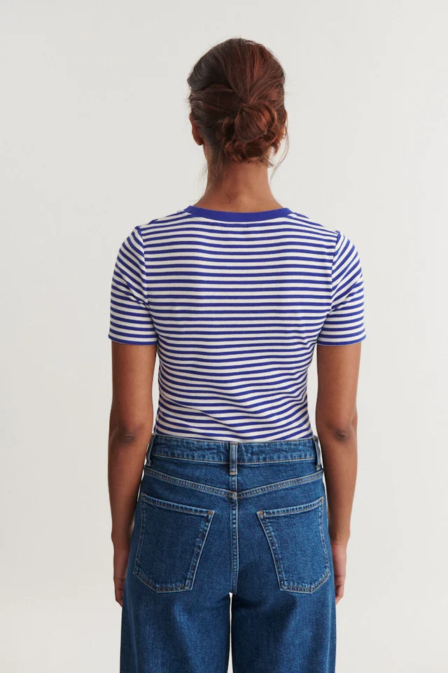 BASIC APPAREL Ludmilla Ss O-Neck sodalite blue / whisper white