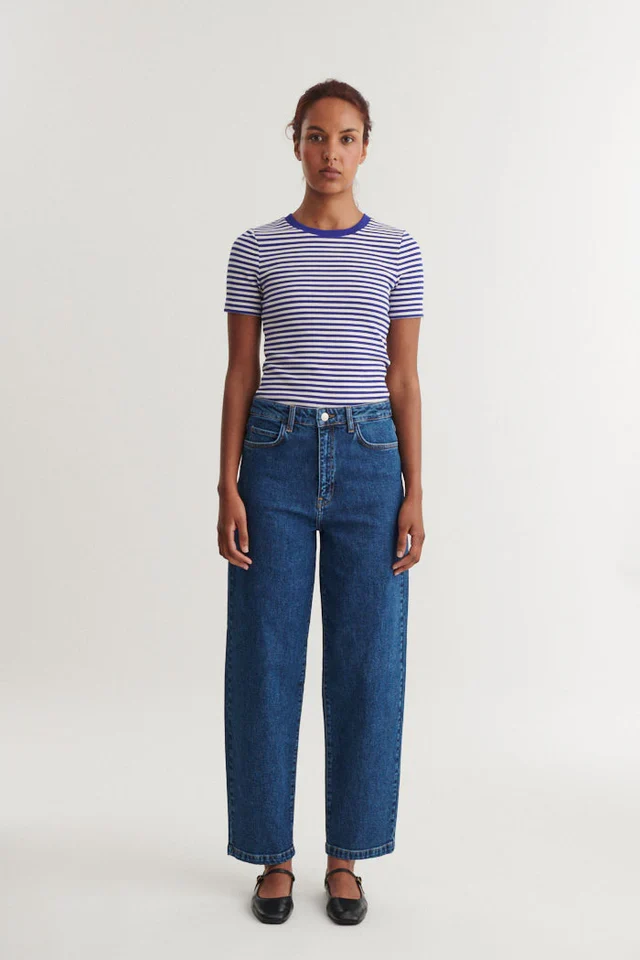 BASIC APPAREL Ludmilla Ss O-Neck sodalite blue / whisper white
