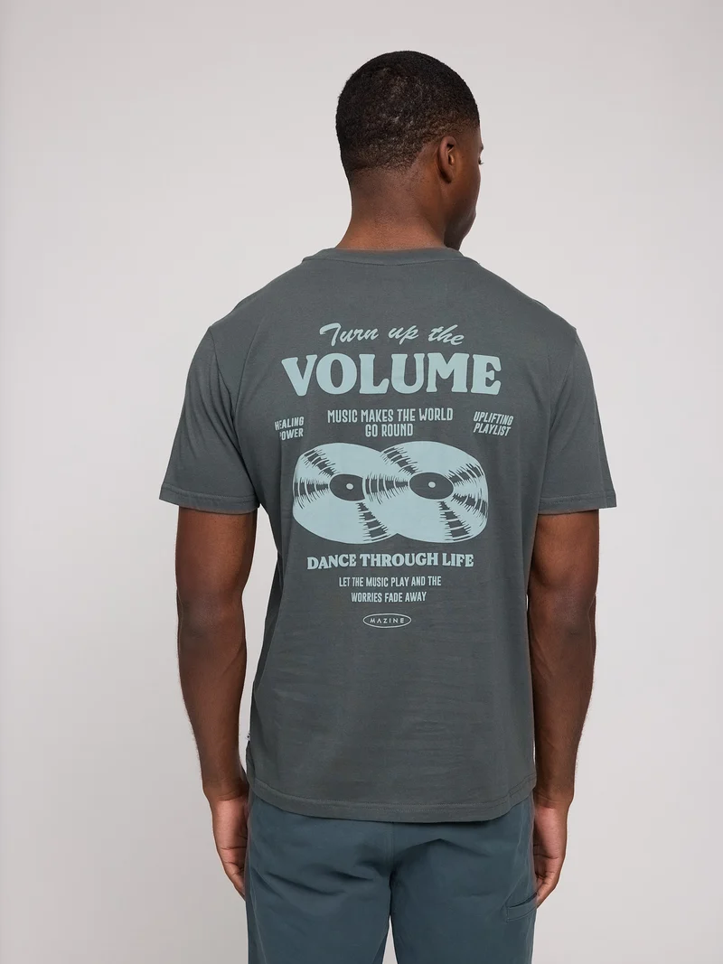 MAZINE Back Print T-Shirt bottle/records