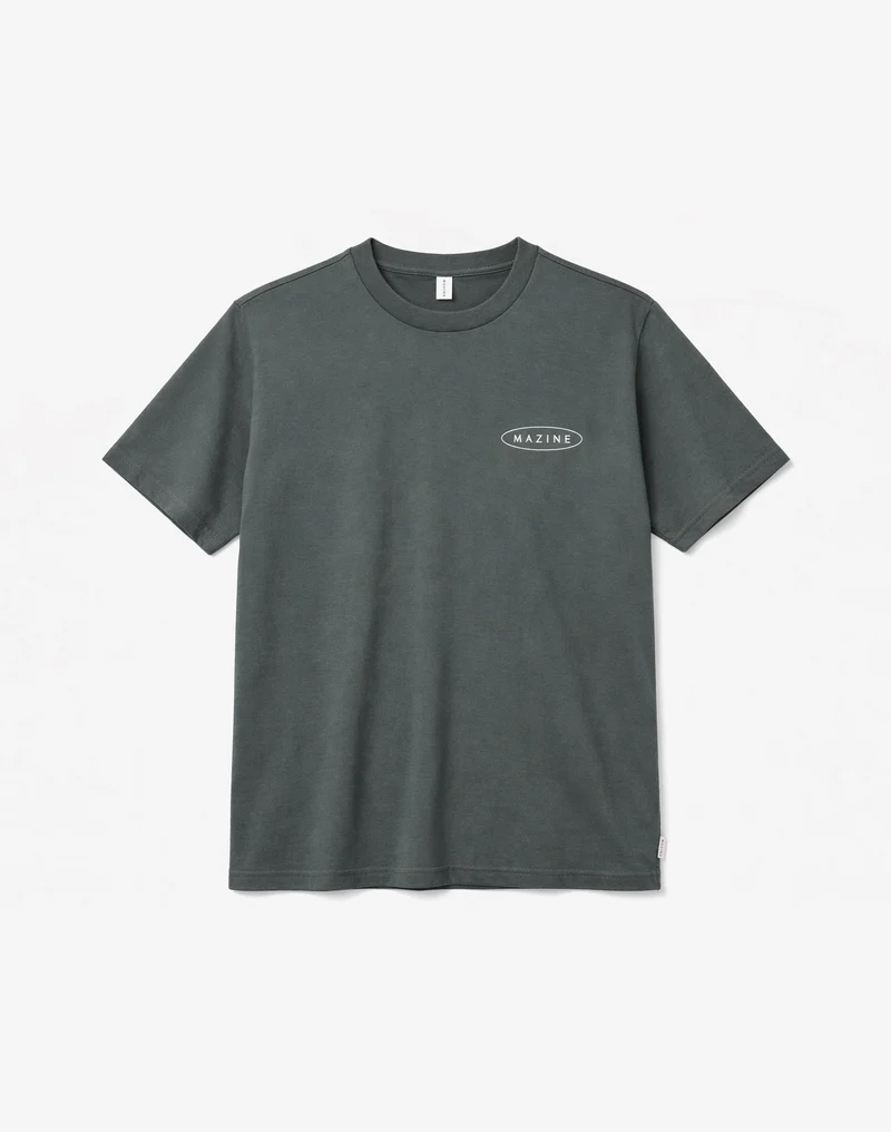 MAZINE Back Print T-Shirt bottle/records