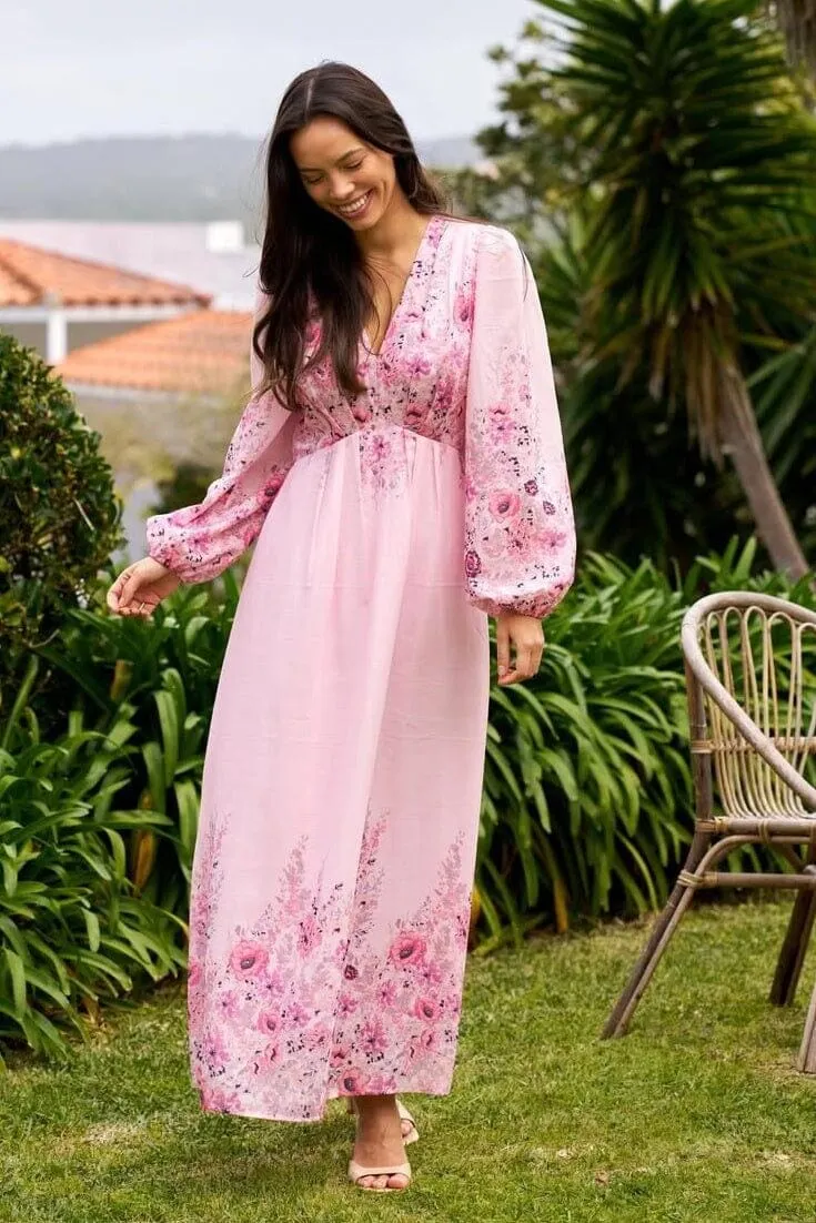Neo Noir - Silfi Flower Print Dress 164828 - 630 - Dusty Rose