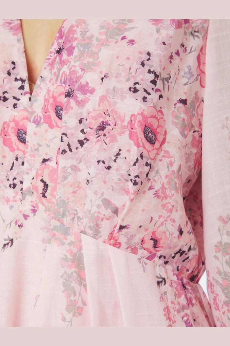 Neo Noir - Silfi Flower Print Dress 164828 - 630 - Dusty Rose