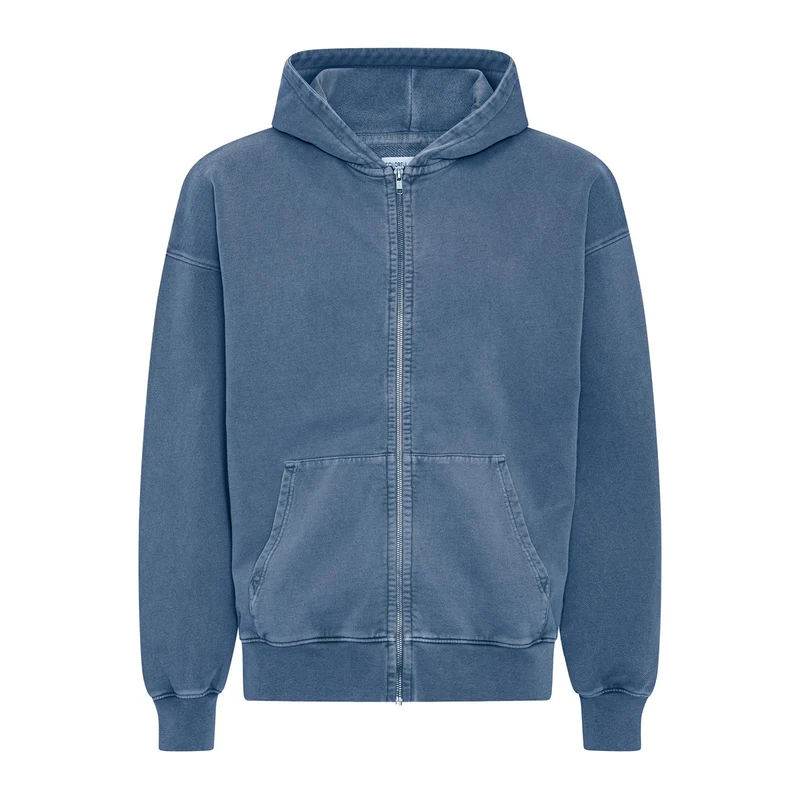 COLORFUL STANDARD Organic Oversized Zip Hood faded indigo