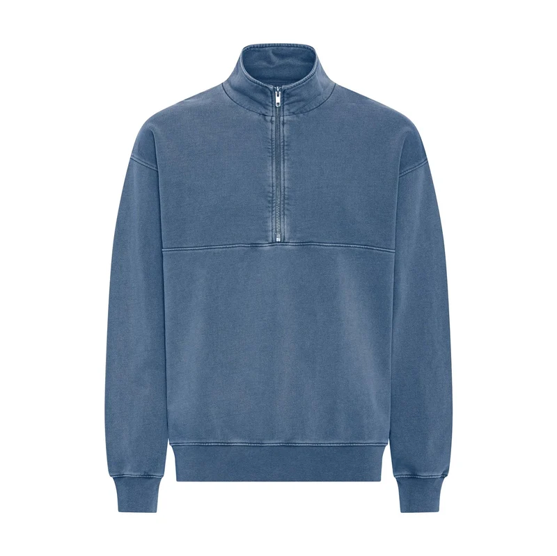 COLORFUL STANDARD Organic Quarter Zip faded indigo