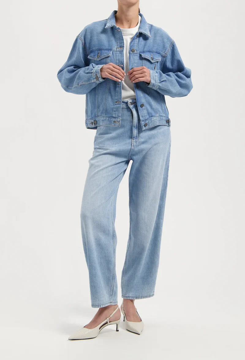 MUD JEANS Brooke High Barrel Flow stone vintage