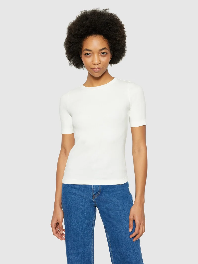 KNOWLEDGE COTTON APPAREL Rib T-Shirt star white