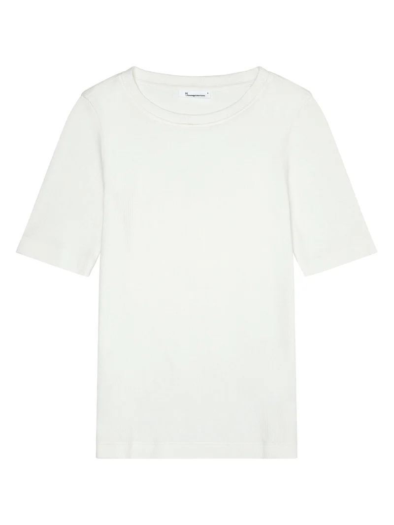 KNOWLEDGE COTTON APPAREL Rib T-Shirt star white