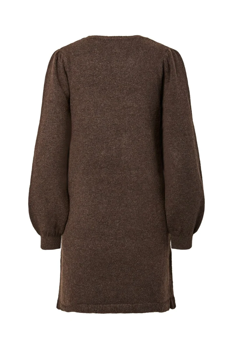 Pieces - Pcsally Ls O-Neck Knit Dress - 5087262 Hot Fudge Melange