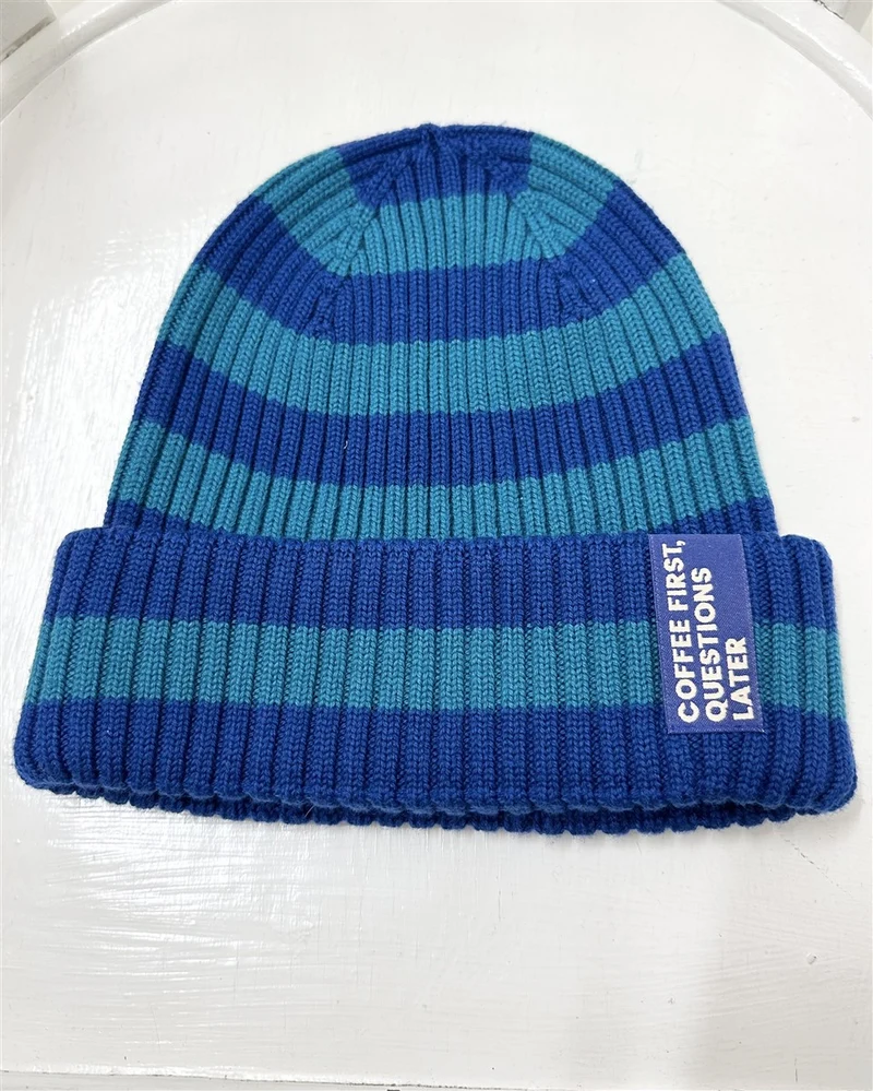 KIWI STORIES Strickmütze Ringel türkis blau Coffee